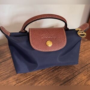 Navy Longchamp LE PLIAGE ORIGINAL POUCH WITH HANDLE